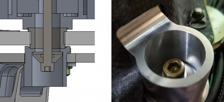 Five rigid aluminum brackets are clamped by the HDRM bolts to secure MoonRanger’s chassis to the lander. Steel inserts are situated between these aluminum brackets and the lander deck to pinch and secure the solar panel against launch vibration. Hence the bolt-up serves double duty of securing and rigidizing both the chassis and the solar panel.