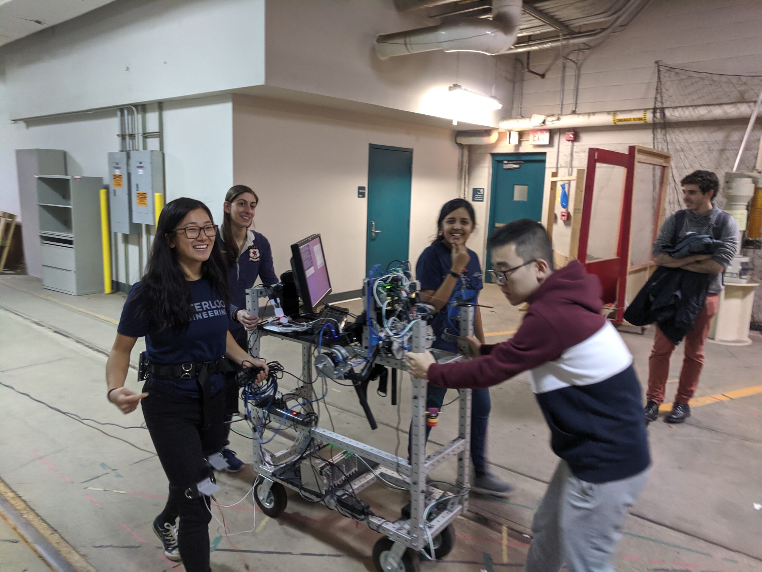 Exoskeleton anyone? One of the most impressive team, Team Soteria: From right: Boshen Niu, Rupika Nilakant, Aubrey Kalashian and Angela Chao. Sachin was also in this group. On the background, our own and only Jorge.